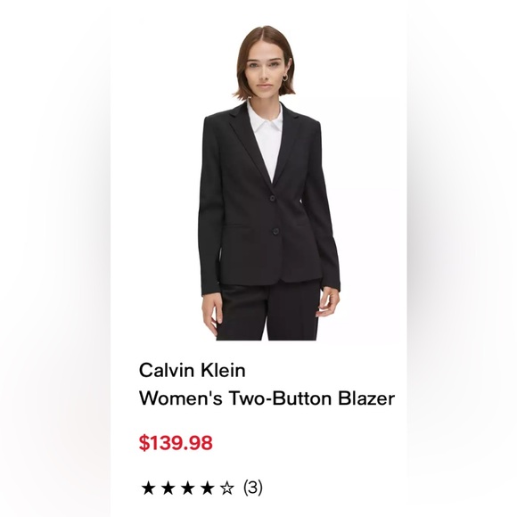 **New-Never Worn** Calvin Klein Black Two Button Blazer - Picture 3 of 7